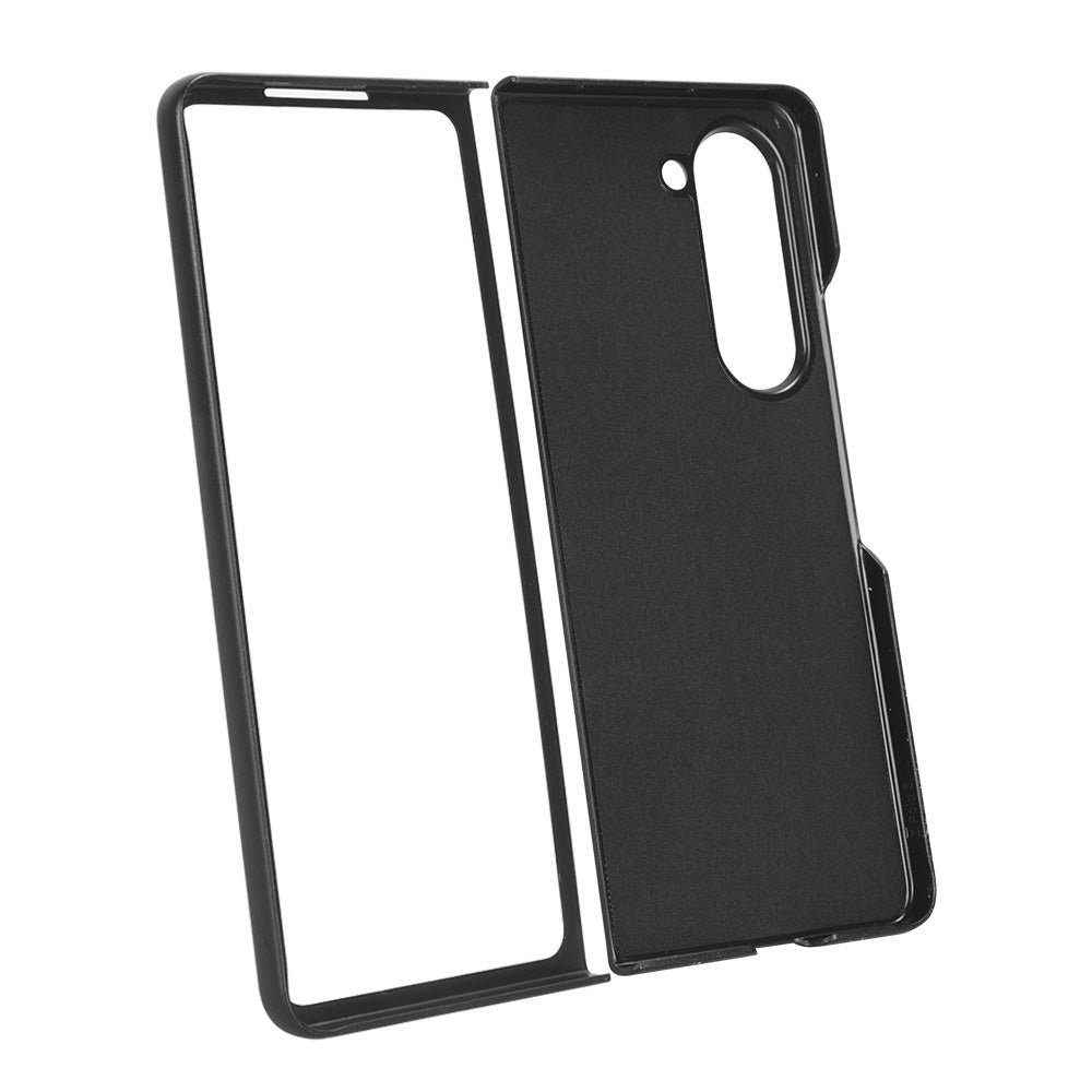 Uniqkart for Samsung Galaxy Z Fold5 5G Calf Texture PU Leather PC Case Kickstand Grip Phone Cover with Shoulder Strap - Black Uniqkart for Samsung Galaxy Z Fold5 5G Calf Texture PU Leather PC Case Kickstand Grip Phone Cover with Shoulder Strap - Black